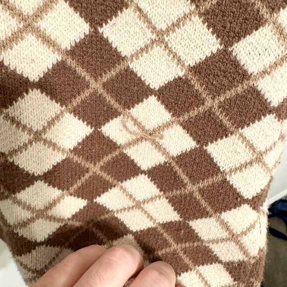 Hollister Dress Women Size XS Brown Plaid Sleeveless Cotton Knit Sweater Mini - Picture 3 of 7